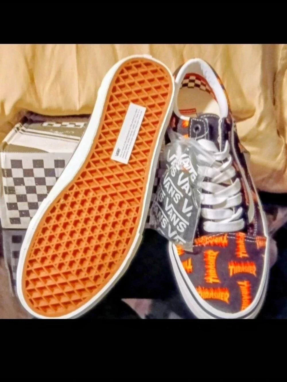 Vans Men's Black & Orange Old Skool Graphic Canvas Sneakers NWT